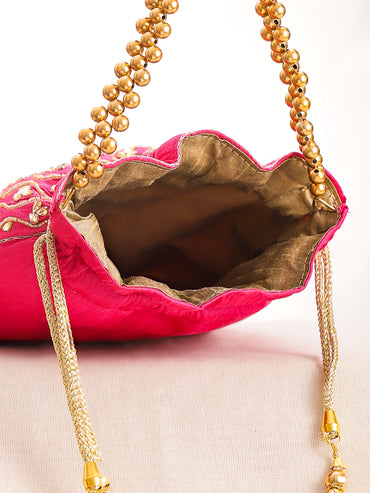 Festive Pink Sequin Potli Bag