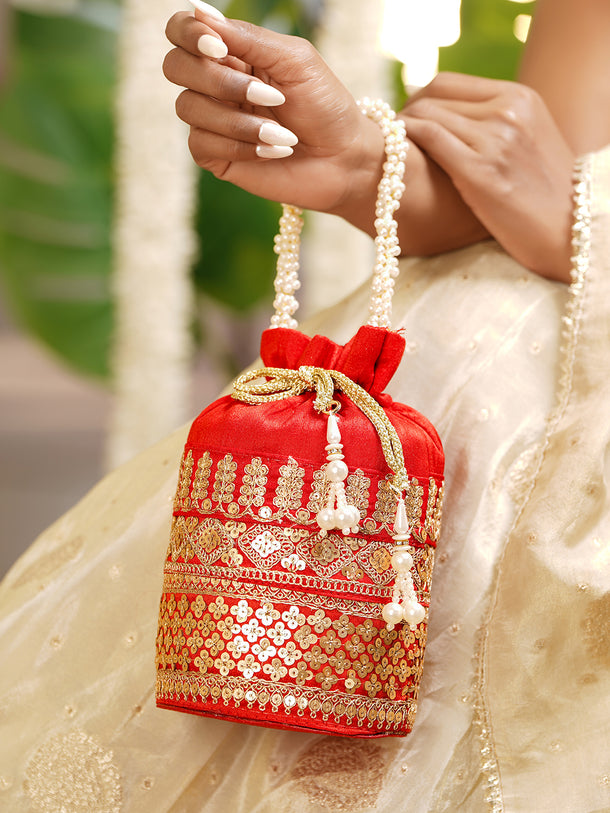 Festive Gold Sequin Potli Bag