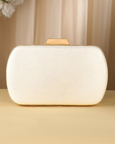 Textured Elegance Handcrafted Champagne Textured Clutch Bag