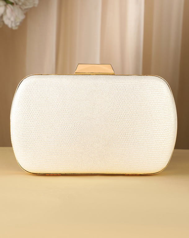Textured Elegance Handcrafted Champagne Textured Clutch Bag