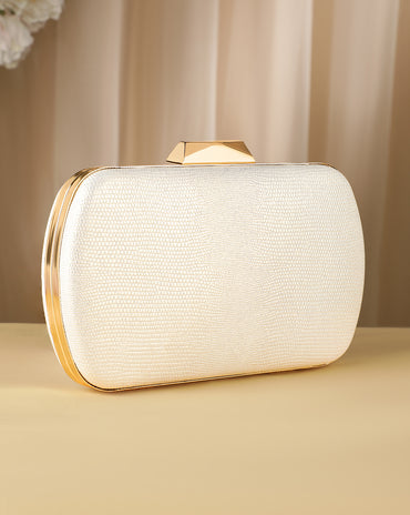 Textured Elegance Handcrafted Champagne Textured Clutch Bag