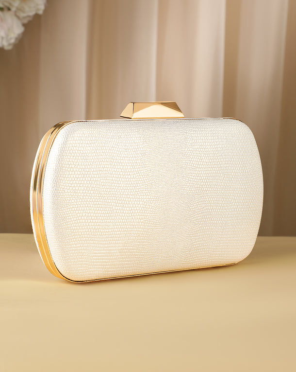 Textured Elegance Handcrafted Champagne Textured Clutch Bag