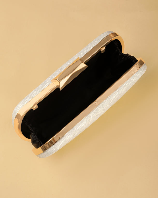 Textured Elegance Handcrafted Champagne Textured Clutch Bag