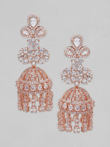 Artistic White American Diamond Zirconia Jhumka