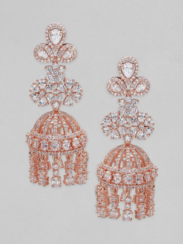 Artistic White American Diamond Zirconia Jhumka