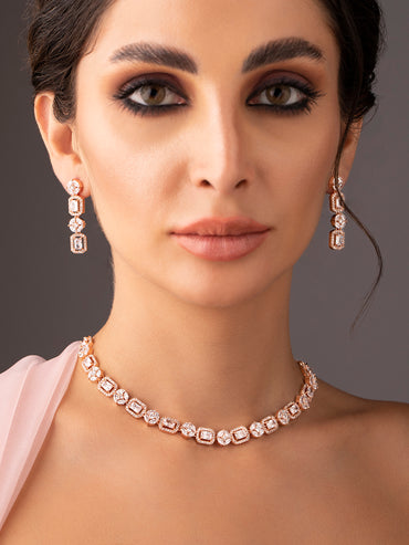 American Diamond Zirconia Necklace Set