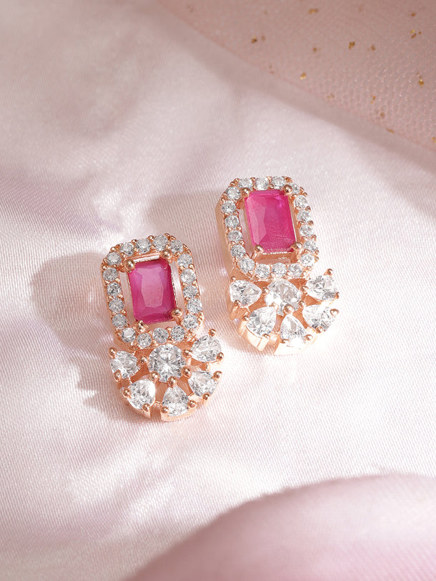 Rosy Blush American Diamond Zirconia Earrings