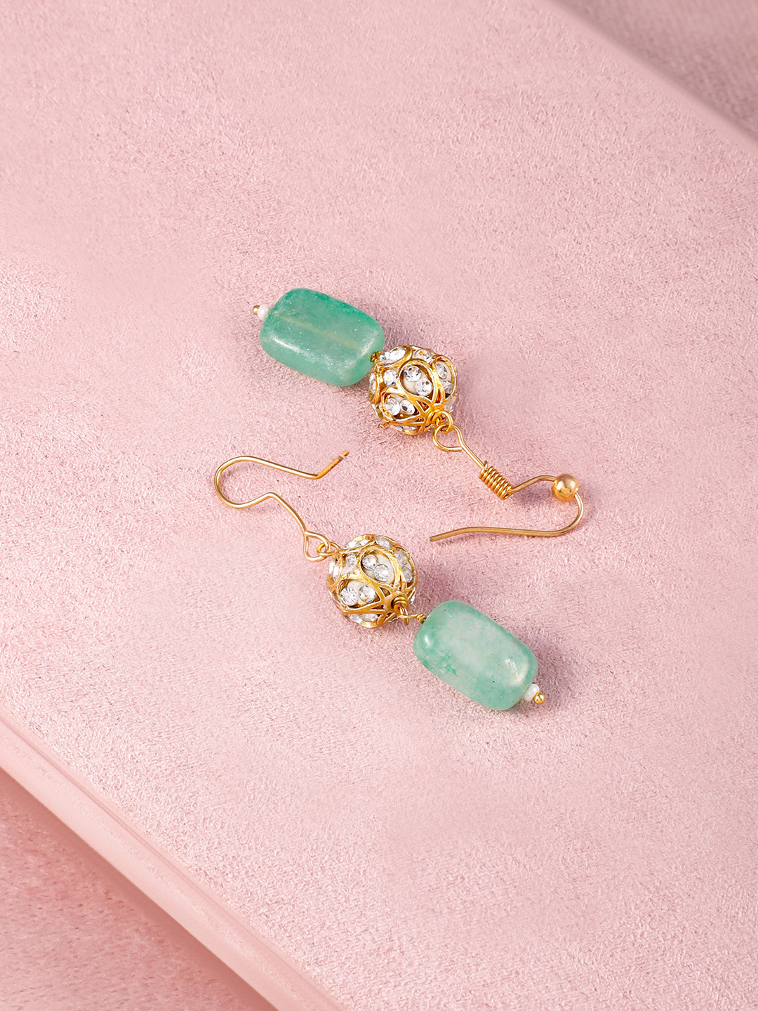 Green Beaded Long Necklace Set