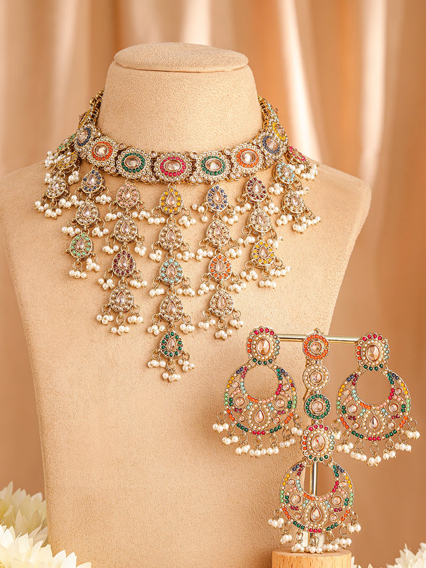 Garden of Colours Kundan Necklace Set