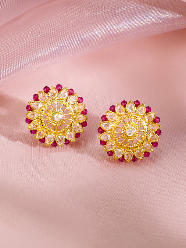 American Diamond Zirconia Pink Beads Necklace Set