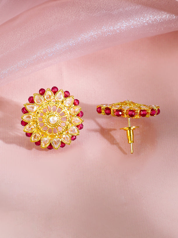 American Diamond Zirconia Pink Beads Necklace Set