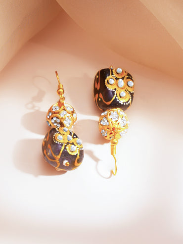 Brass Multicolor Beaded Crystal Studded 22K Gold Plated Statement Necklace