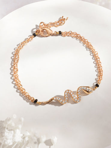 Gold-Plated Cubic Zirconia Link Bracelet