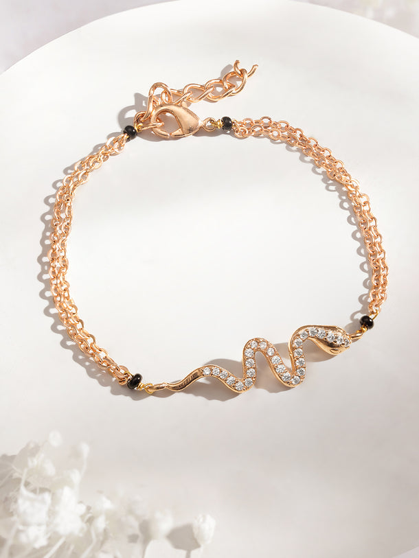 Gold-Plated Cubic Zirconia Link Bracelet
