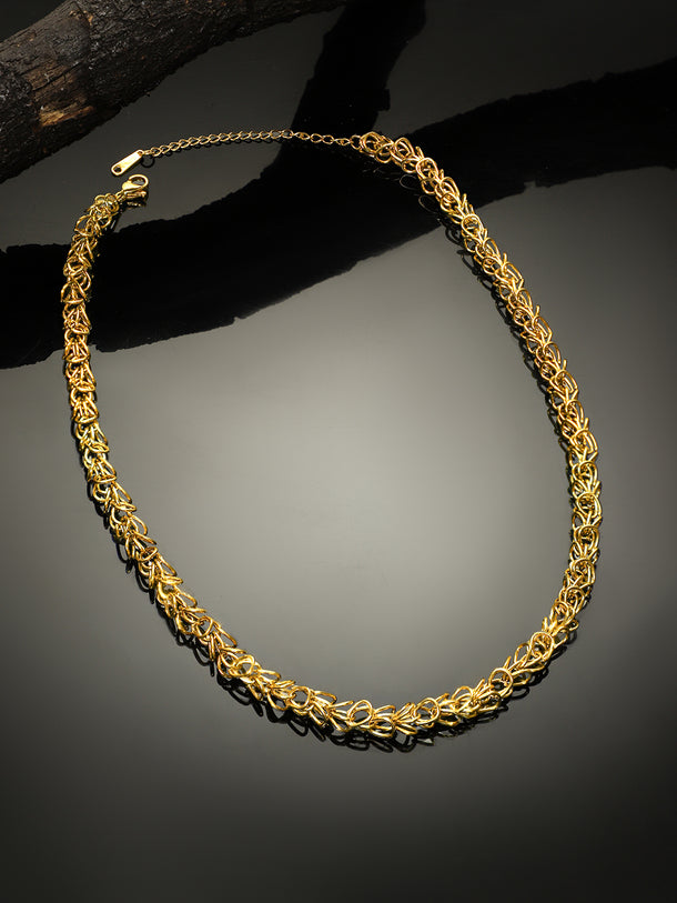 Rubans 18K Gold-Plated Intricate Woven Link Chain Necklace for Men â€“ Bold & Luxe Look