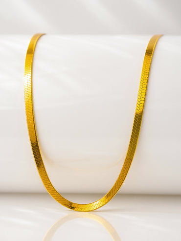 Roadster Men's 18K Gold-Plated Stainless Steel Tarnish-Free Waterproof Flat Snake Chain