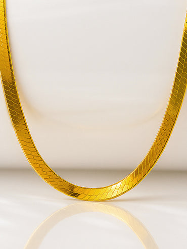 Roadster Men's 18K Gold-Plated Stainless Steel Tarnish-Free Waterproof Flat Snake Chain