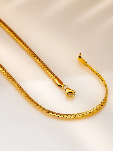 Roadster Men's 18K Gold-Plated Stainless Steel Tarnish-Free Waterproof Flat Snake Chain