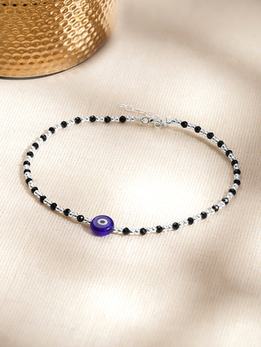 925 Fine Silver Evil Eye Anklet Set