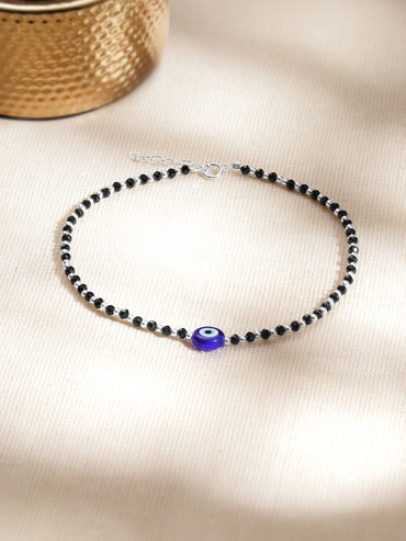 925 Fine  Silver Mystic Evil -Eye Anklet Set