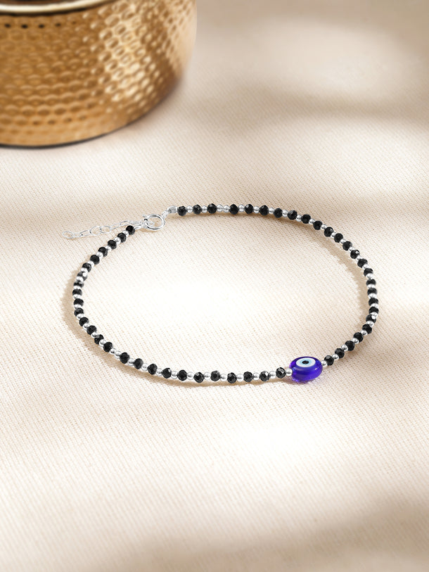 925 Fine  Silver Mystic Evil -Eye Anklet Set