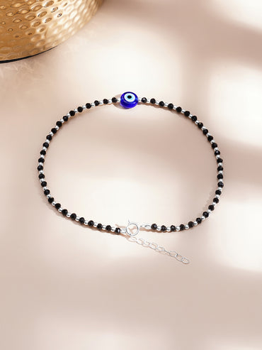 925 Fine  Silver Mystic Evil -Eye Anklet Set