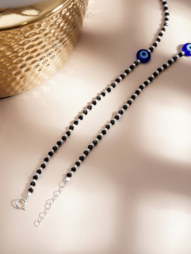 925 Fine  Silver Mystic Evil -Eye Anklet Set