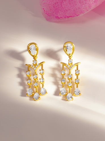 925 Fine Silver Crystal Tassel Dangler Earrings