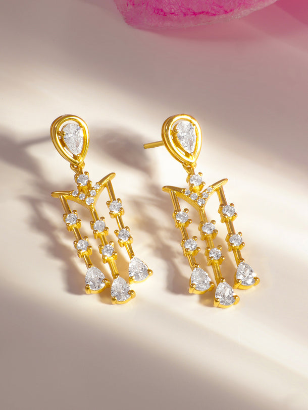 925 Fine Silver Crystal Tassel Dangler Earrings