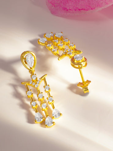 925 Fine Silver Crystal Tassel Dangler Earrings