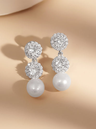 925 Fine Silver Pearl Bloom Drop Earrings