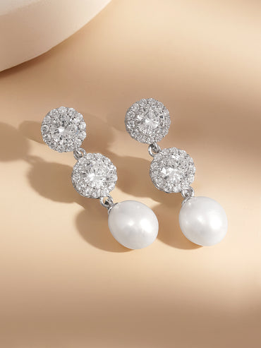 925 Fine Silver Pearl Bloom Drop Earrings