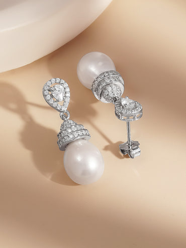 925 Fine Silver Pearl Glow Drop Earrings