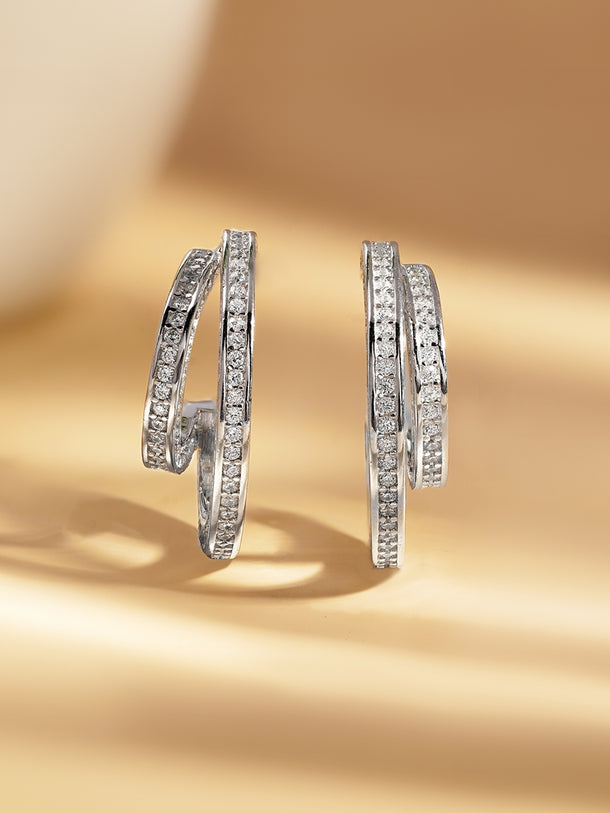 925 Fine Silver Crescent Spark Half Hoops