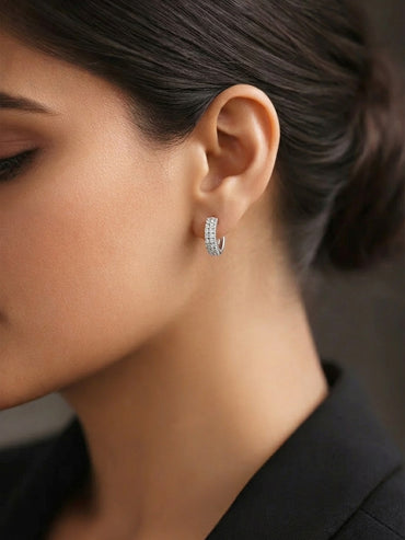 925 Fine Silver Minimal Spark Hoop Earrings