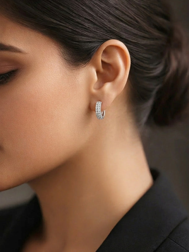 925 Fine Silver Minimal Spark Hoop Earrings
