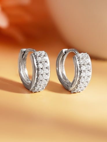 925 Fine Silver Minimal Spark Hoop Earrings