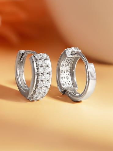 925 Fine Silver Minimal Spark Hoop Earrings