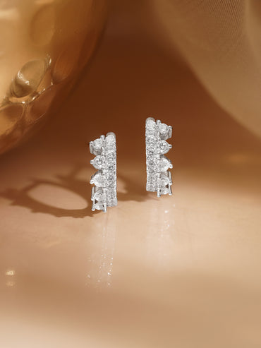 925 Fine Silver Zirconia Minimal Hoop Earrings