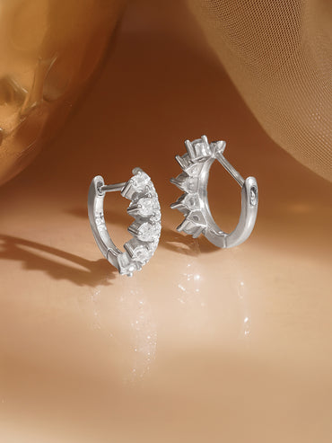 925 Fine Silver Zirconia Minimal Hoop Earrings