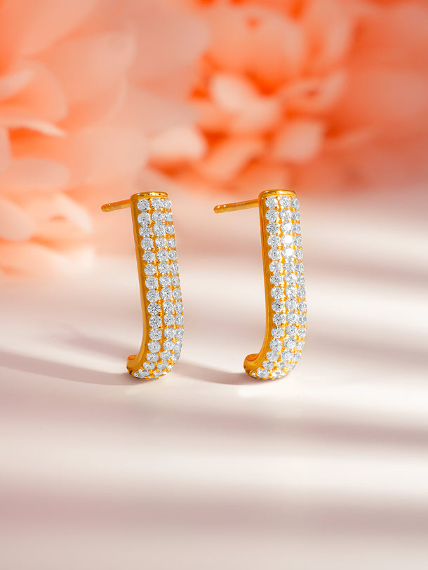 925 Fine Silver Pave Crystal Half Hoop Studs