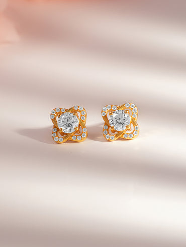 925 Silver Diamond Floral Stud Earrings