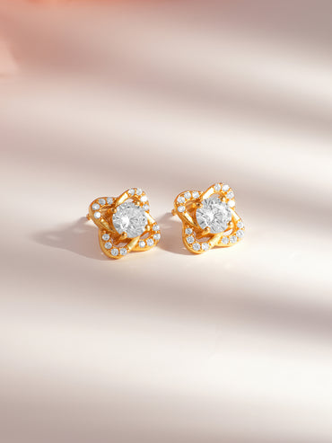 925 Silver Diamond Floral Stud Earrings