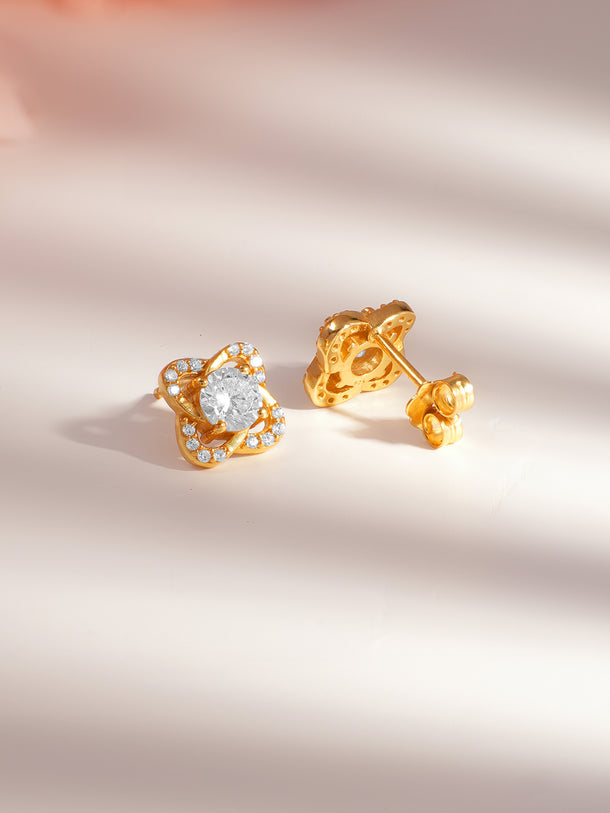 925 Silver Diamond Floral Stud Earrings
