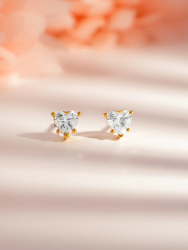 925 Silver Minimal Heart Stud Earrings