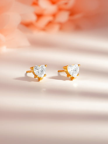 925 Silver Minimal Heart Stud Earrings