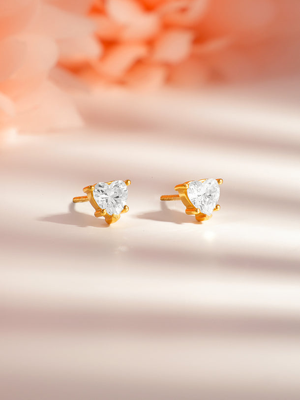 925 Silver Minimal Heart Stud Earrings