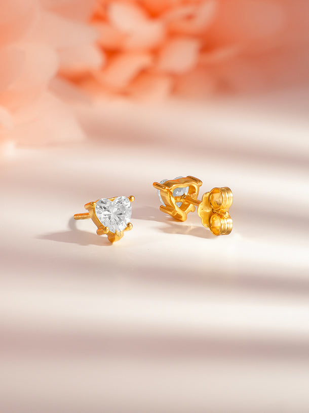 925 Silver Minimal Heart Stud Earrings