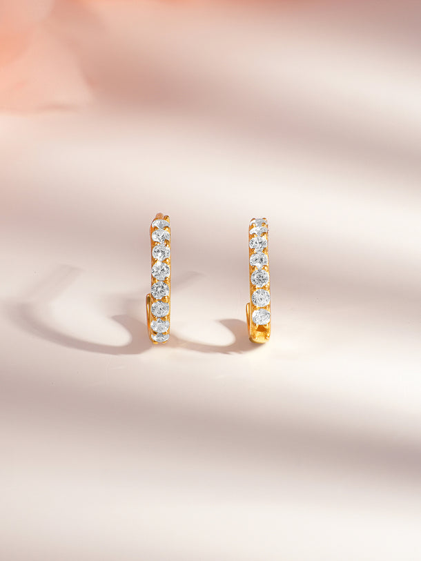 925 Fine Silver Crystal Half Hoop Earrings