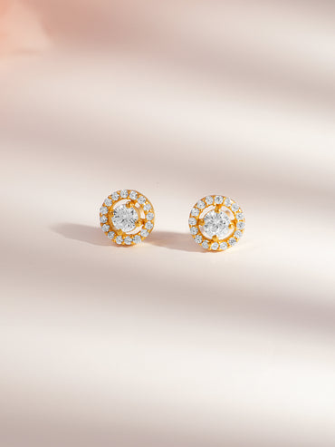 925 Silver Diamond Halo Stud Earrings